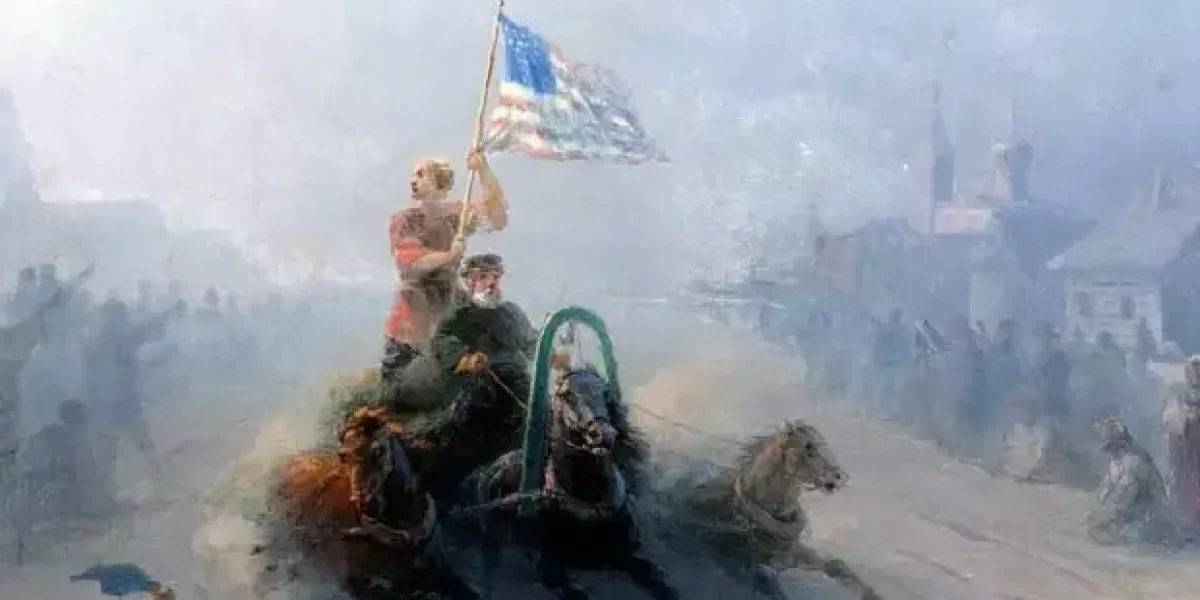 Почему русская женщина едет в тройке с флагом США на картине Айвазовского